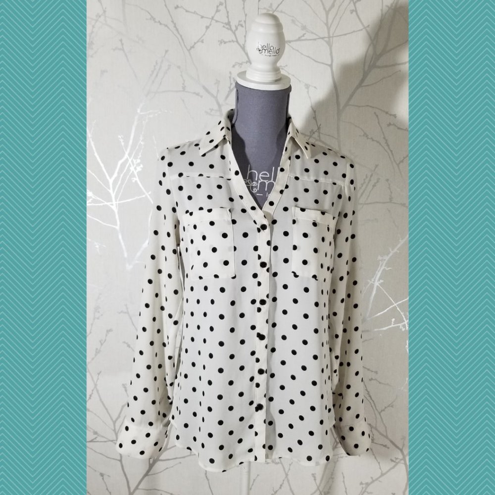 Express Polkadot Button Front Portofino Shirt - image 1
